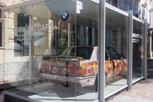 BMW art car advertising the 5200 years of the wheel exhibition.