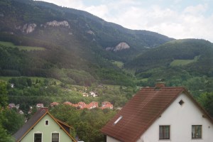 Out of the train window, the postcard scenery between Slovenia and Austria