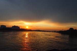 Sunset over the flooded Elbe