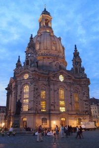 Frauenkirche lit up as evening settled in