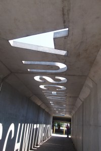 The carved letter in the memorial tunnel