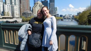 Pausing on the walk over the Yarra