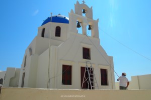 Painting the church of Panagia