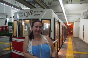 Selin at the subway train.